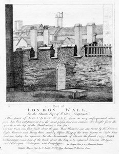 Del av London Wall, In the Church Yard of St. Giles, Cripplegate, publicerad 1792